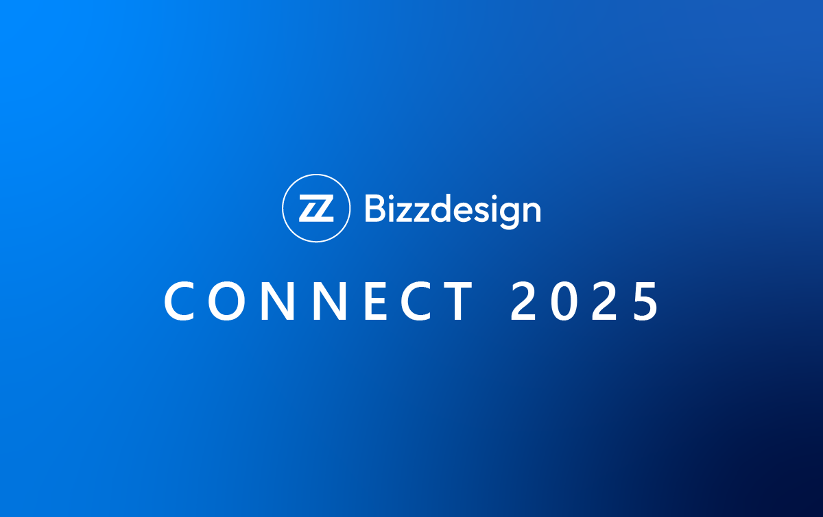 Bizzdesign's connect 2025 written on a blue background.
