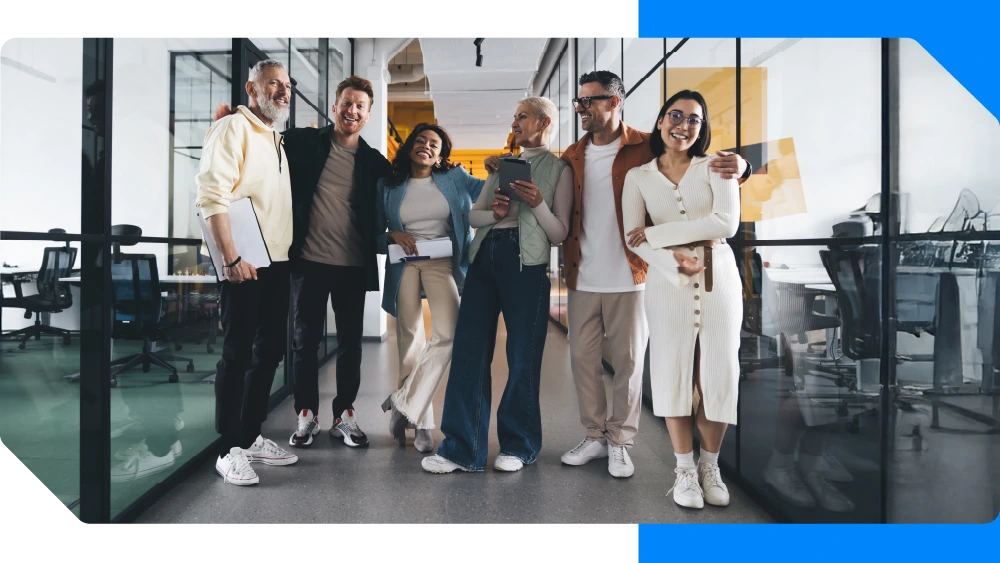 Team working together in office